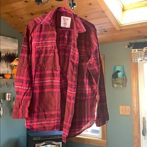 Red and blue button down